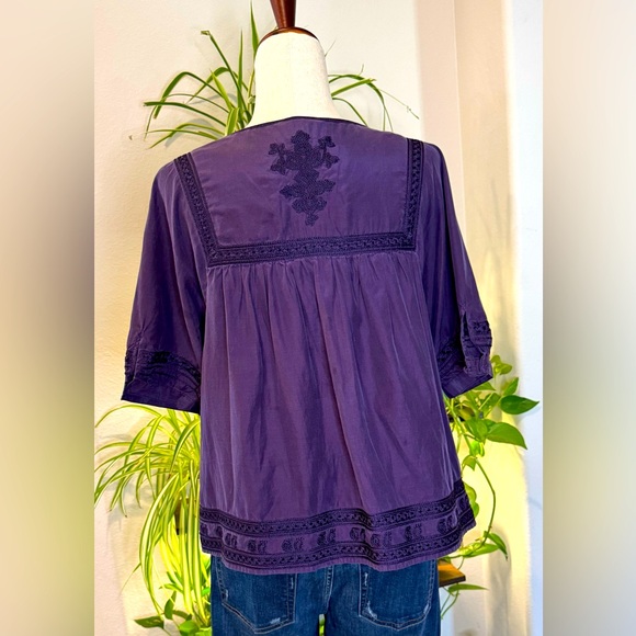 Lucky Brand Plum Embroidered Top - Picture 2 of 10